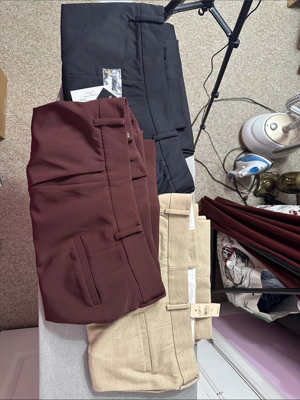 Eloquii Trousers in Black, Burgundy & Beige - Tailored Ponte Pants
